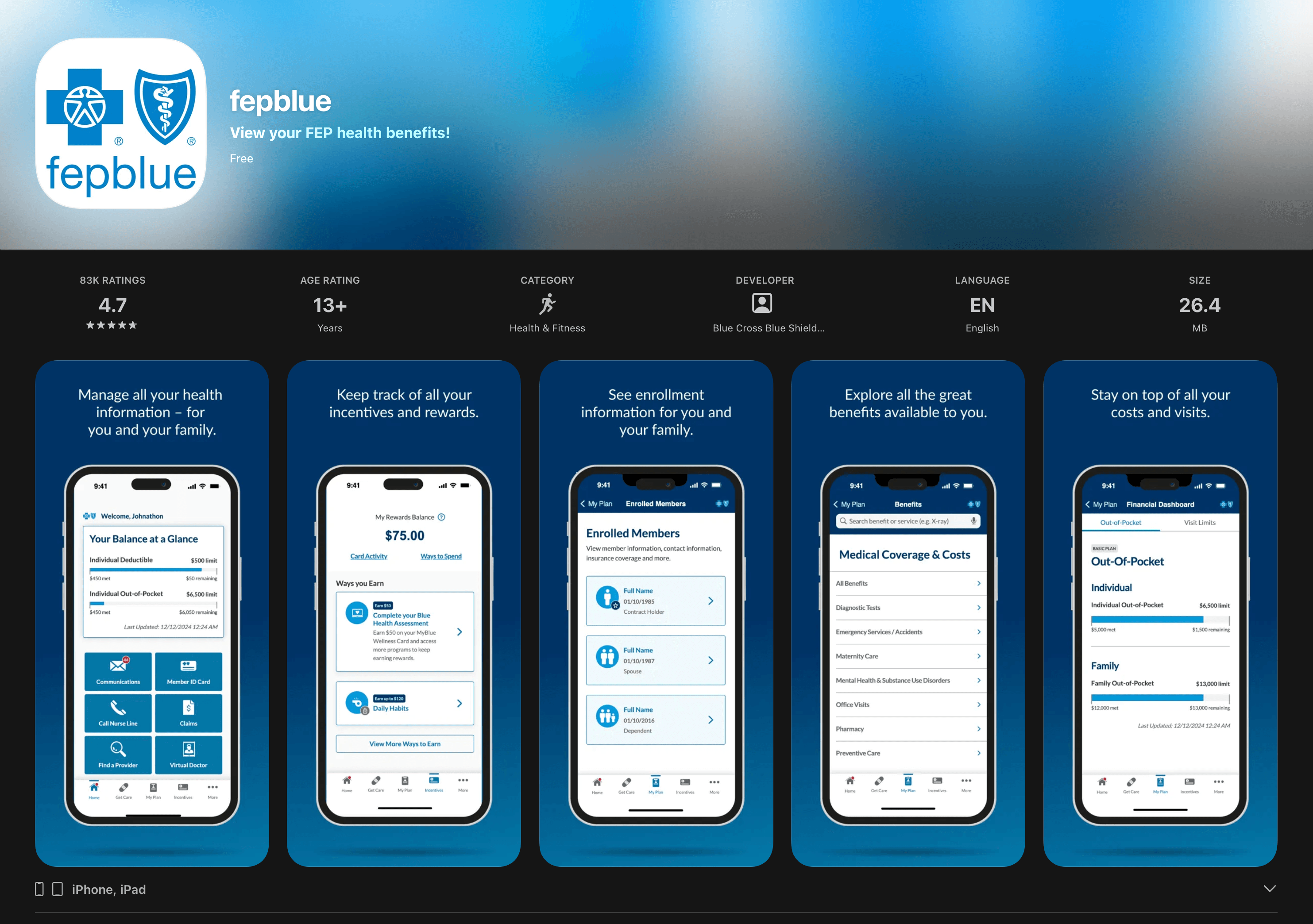 BCBS FEP app in the Apple App Store