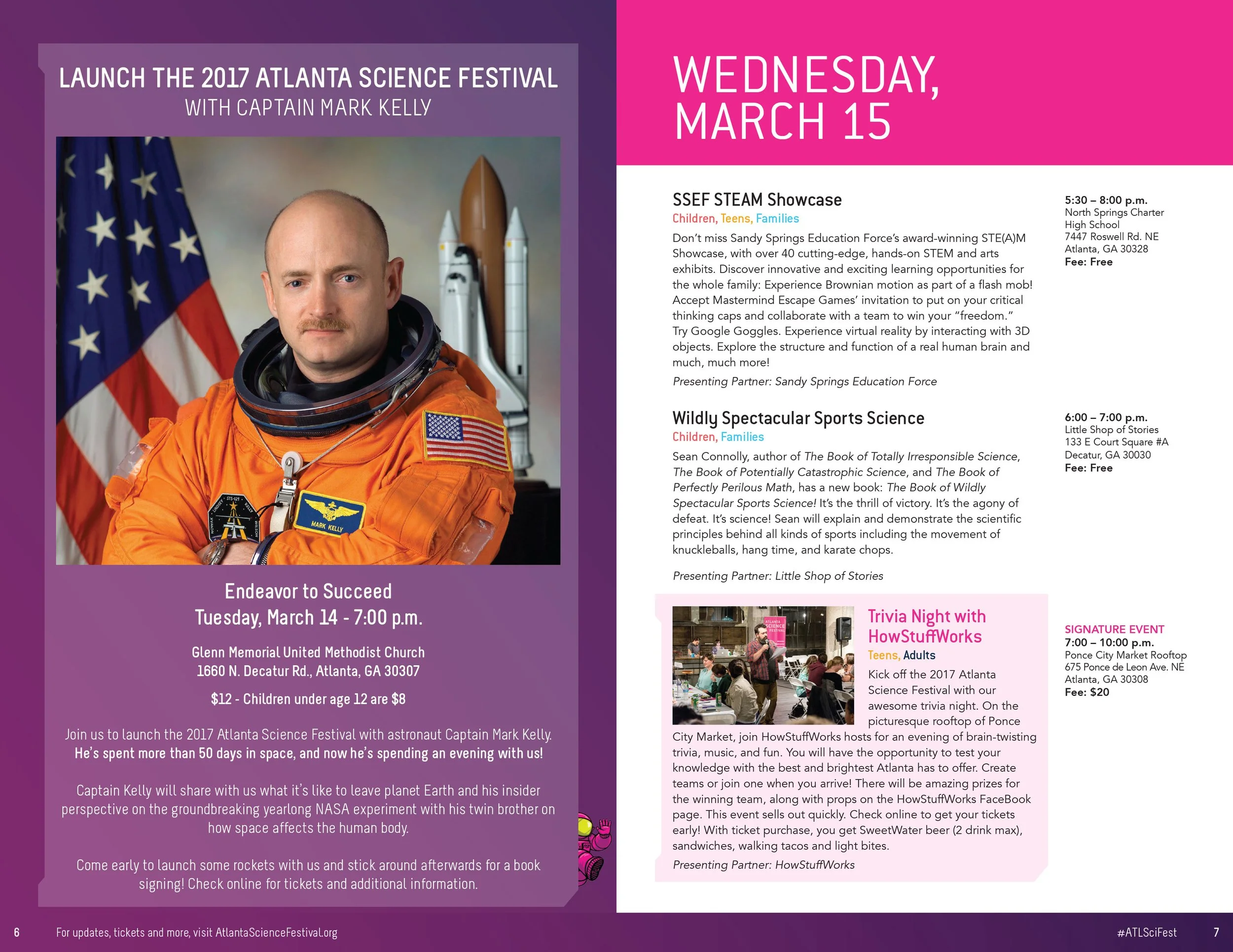 Atlanta Science Festival event booklet spread