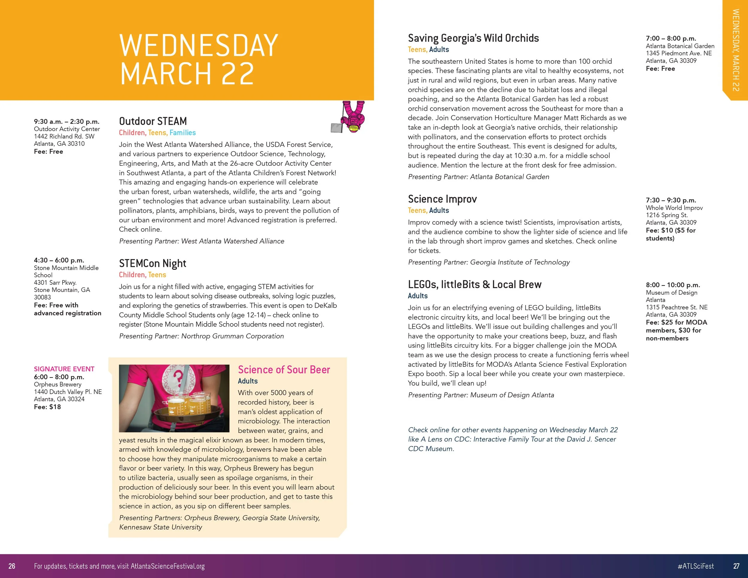Atlanta Science Festival schedule spread