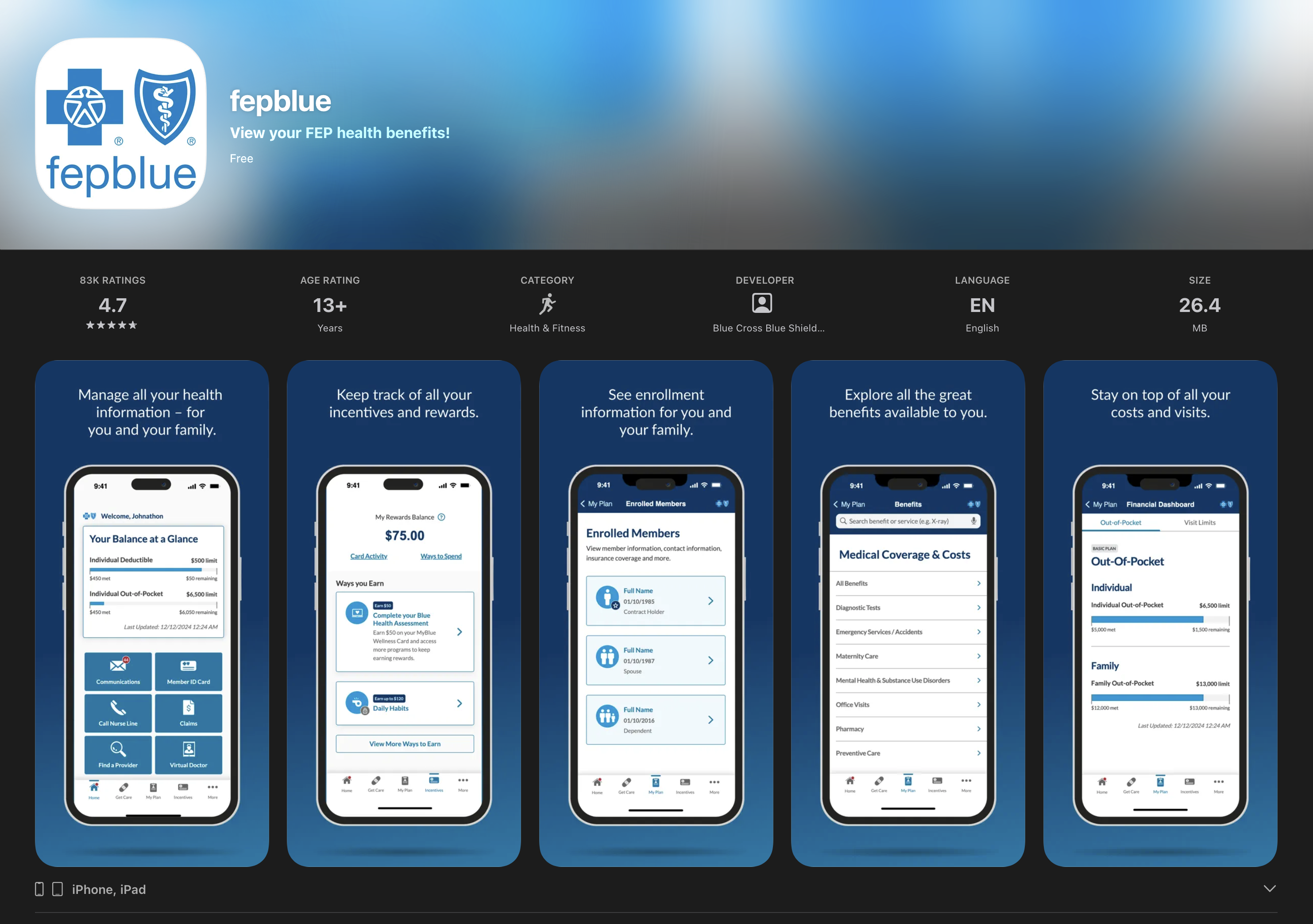 BCBS FEP app in the Apple App Store